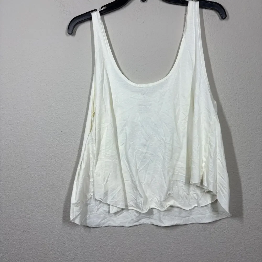 Eidon Large Diamond In The Rough Tank Top Ivory White Cotton Scoop Neck Swing - Picture 2 of 6